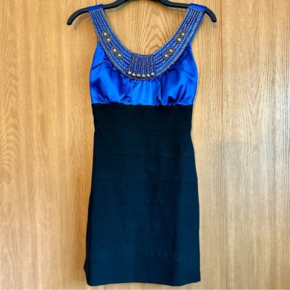 Trixxi | Dresses | Trixxi Blue Black Cocktail Fitted Dress Euc | Poshmark